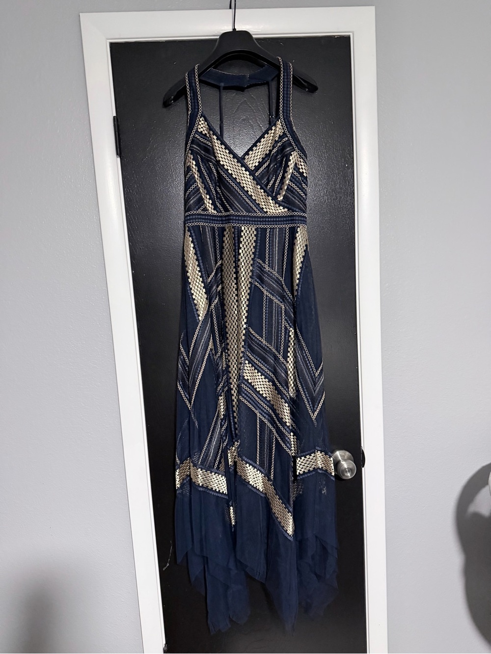BCBGMaxazria Metallic Hankerchief Dress - Picture 3 of 8